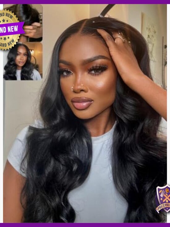 Glueless 5x5 Thin HD Lace Human Hair Wig, Body Wave with Bangs, 24 Inch main image 5
